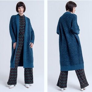 Surkana Teal Knit Duster Cardigan